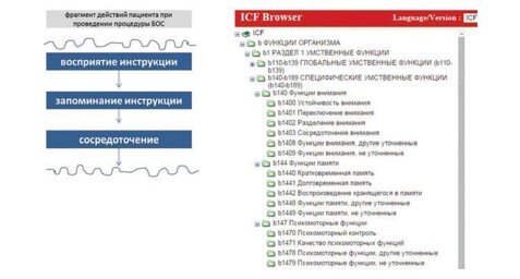 Рисунок 19. Схематичное описание действий испытуемого при по- лучении инструкции и фрагмент он-лайн версии МКФ.