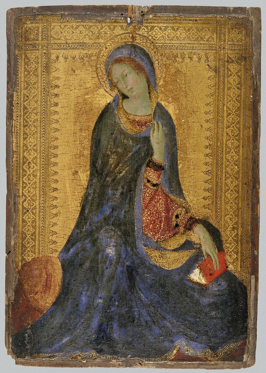 Мартини, Симоне (Симоне ди Мемми), ок. 1284-1344
Мадонна из сцены "Благовещение"
Италия, Между 1340-1344
дерево (тополь), темпера
30,5 x 21,5 см