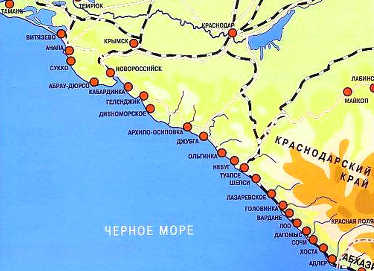 Черноморское побережье карта. Карта Краснодарского края побережье черного. Карта Краснодарского края побережье черного моря. Карта Черноморского побережья Краснодарского края с курортами. Карта Краснодарского края побережье черного моря подробная.