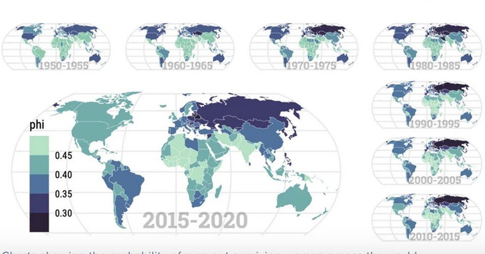     Чем темнее цвет, которым покрашена страна, тем выше шансы мужчин прожить дольше женщин.