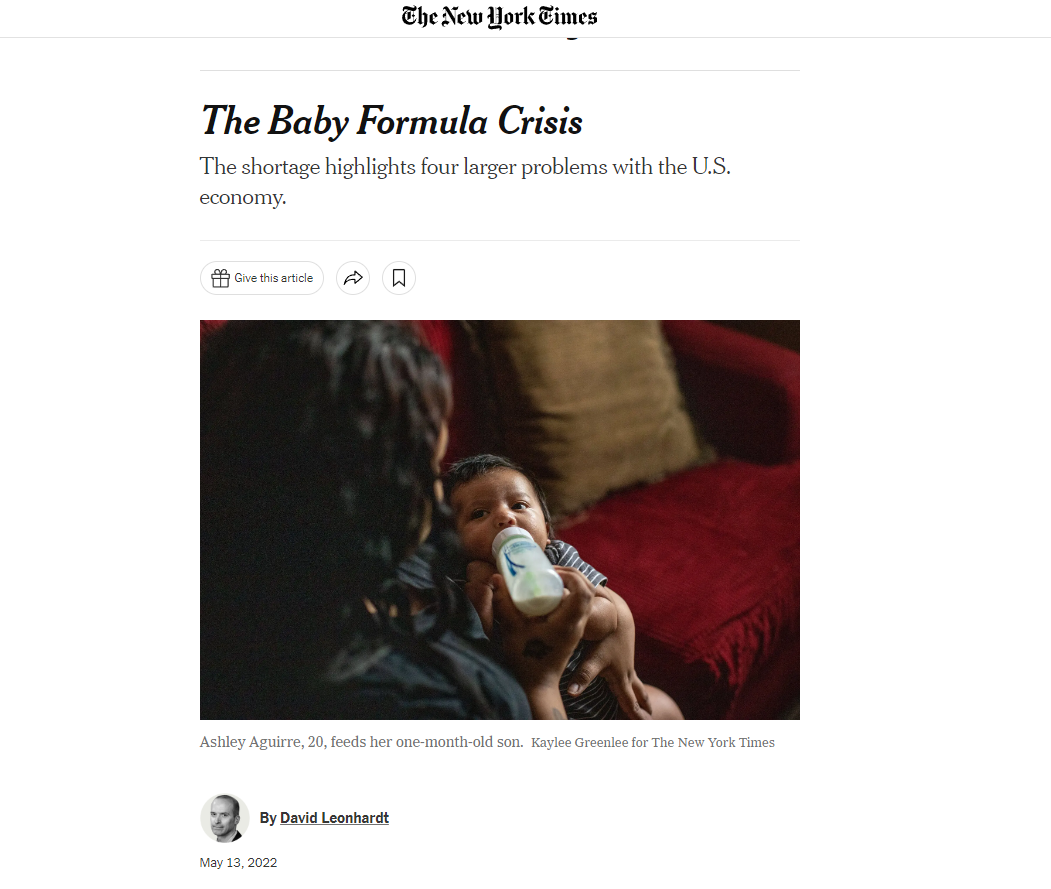 В США случился "Кризис детского питания"... Скрин из Нью-Йорк Таймс