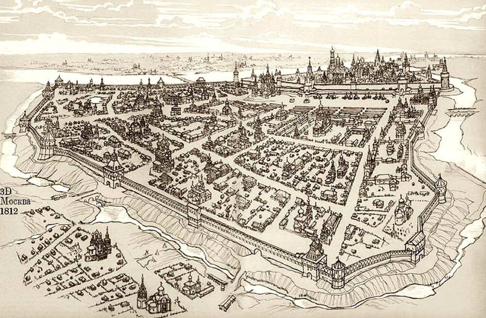 Город искоротень как выглядел Китайгородская стена - Москва 1812 c.i.h. Дзен