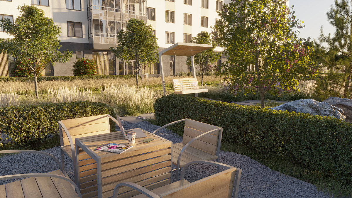 Зоны для работы и отдыха в ЖК «Дома у сада»