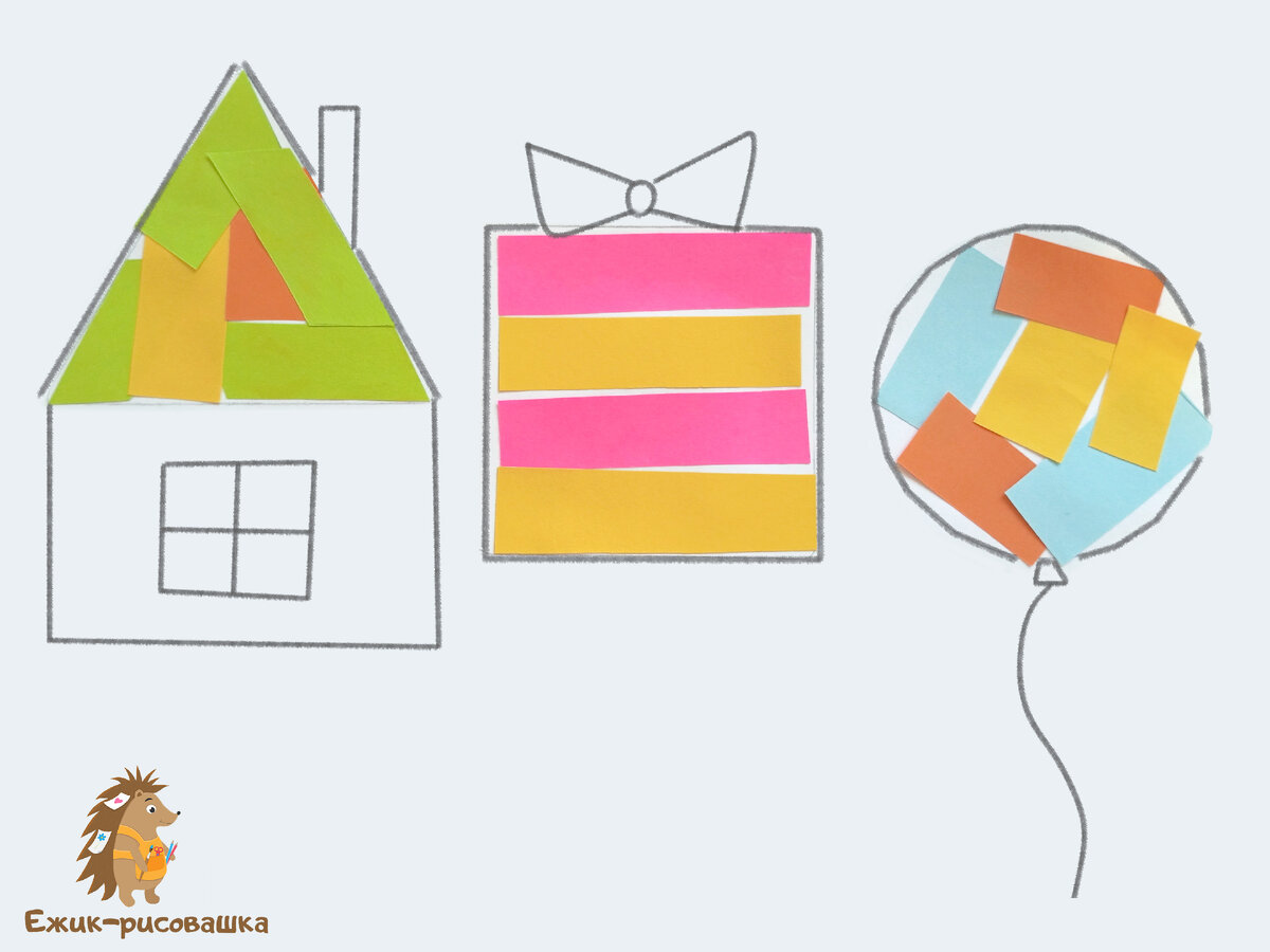 Вот такие аппликации из полосок получились у нас с дочкой