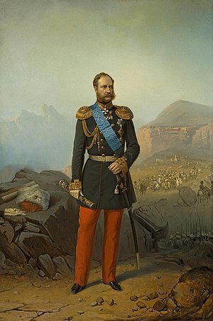 Князь Александр Иванович Барятинский (2 [14] мая 1815 год; Ивановское, Курская губерния — 25 февраля [9 марта] 1879 год; Женева, Швейцария) — русский государственный и военный деятель, генерал-фельдмаршал, генерал-адъютант. В 1856—1862 годах командующий Отдельным Кавказским корпусом, затем главнокомандующий Кавказской армией и наместник на Кавказе. Проводя свой план методического продвижения, сломил сопротивление войск Шамиля и в 1859 году имам Шамиль сдался ему в плен