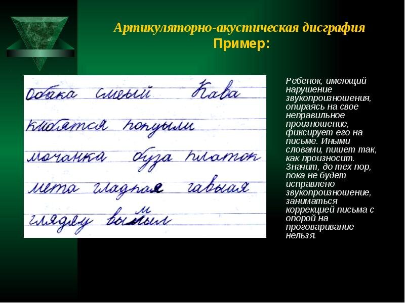 Виды дисграфии с примерами