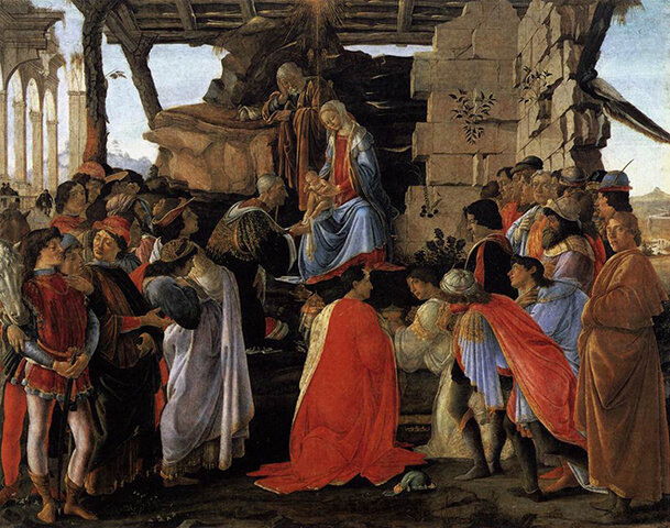 Поклонение волхвов. Картина Сандро Боттичелли. Около 1475 года. 
Wikimedia Commons / Uffizi
