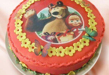маша и медведь на вафельном украшении
