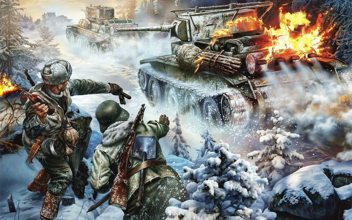 Финские солдаты уничтожают советские танки с помощью «коктейлей Молотова». Источник иллюстрации: https://navy-chf.livejournal.com