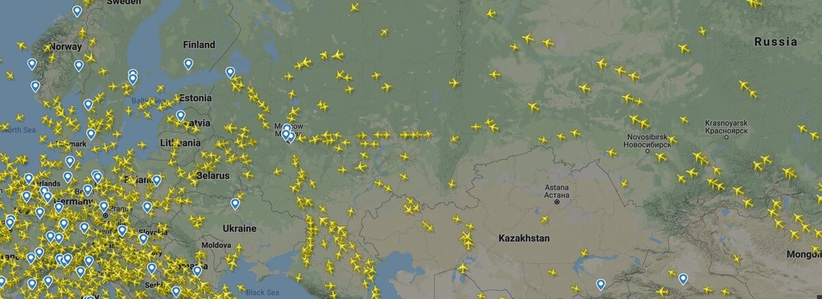 Где летят самолеты карта