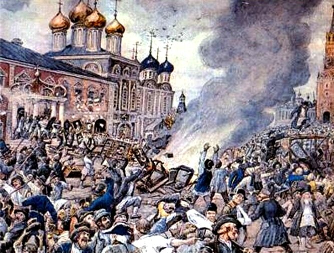 Русский художник-передвижник Эрнест Эрнестович Лесснер. "Чумной бунт"