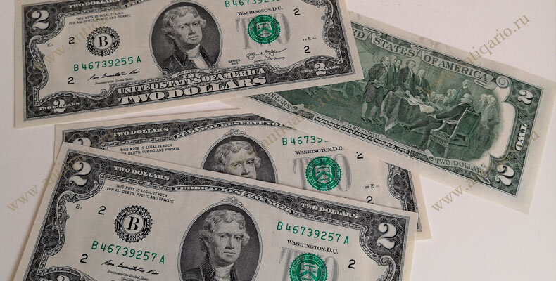 купюра 2 доллара в каждом кошельке жителя США