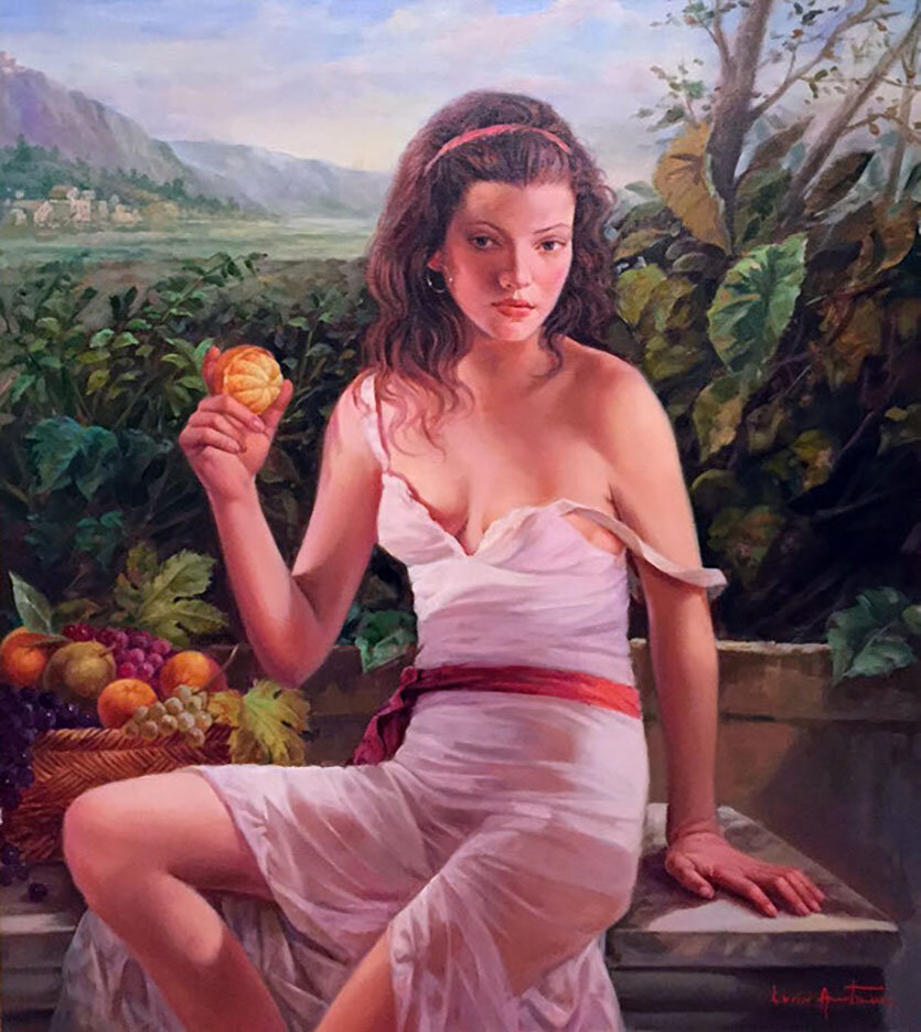 Лучио Амитрано. in giardino