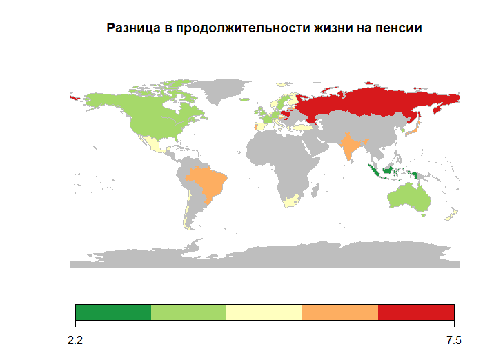 Карта продолжительности жизни в россии