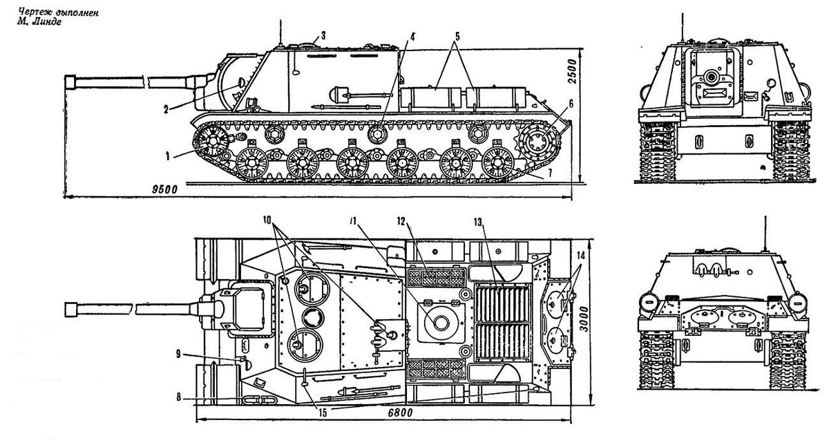 Чертёж ИСУ-122. Выполнил М. Линде