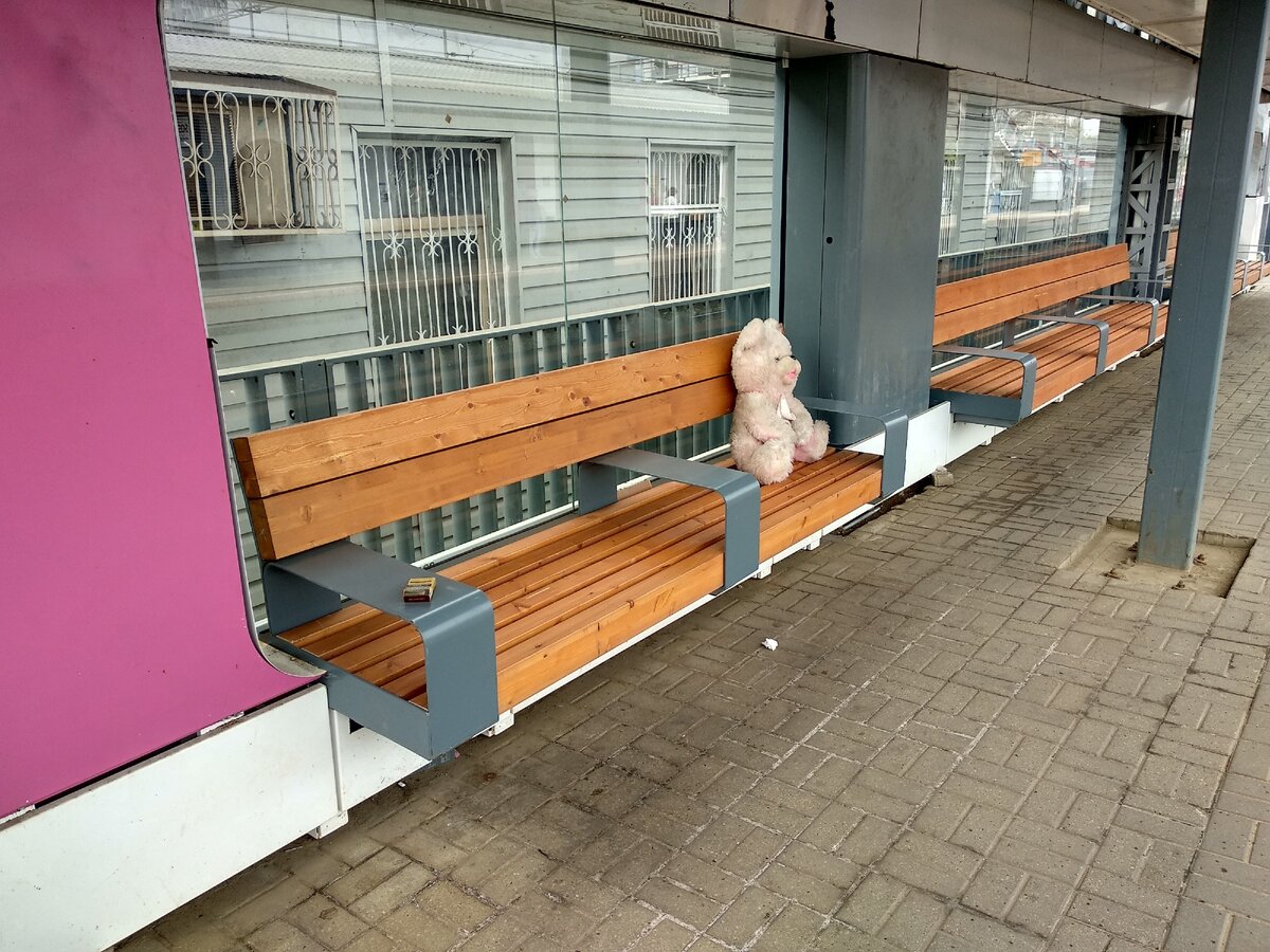 Одинокий забытый всеми пассажир на станции МЦД Щербинка. Именно с этой станции рекомендуется идти в Новокурьяново, если хотите туда попасть своим ходом. 