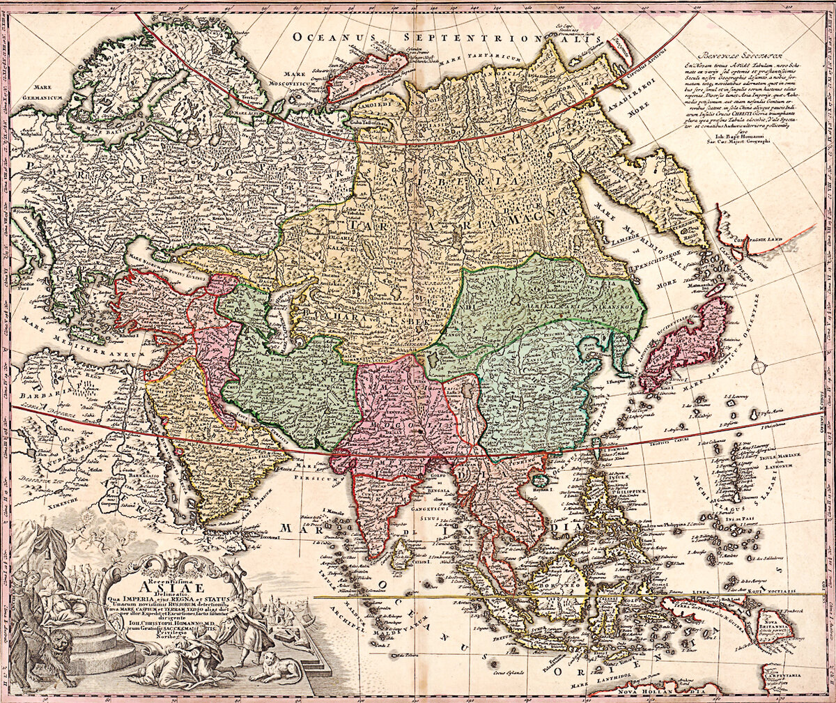 Тартария на карте Азии, составленной Иоганном Кристофом Гоманном (1703–1730)