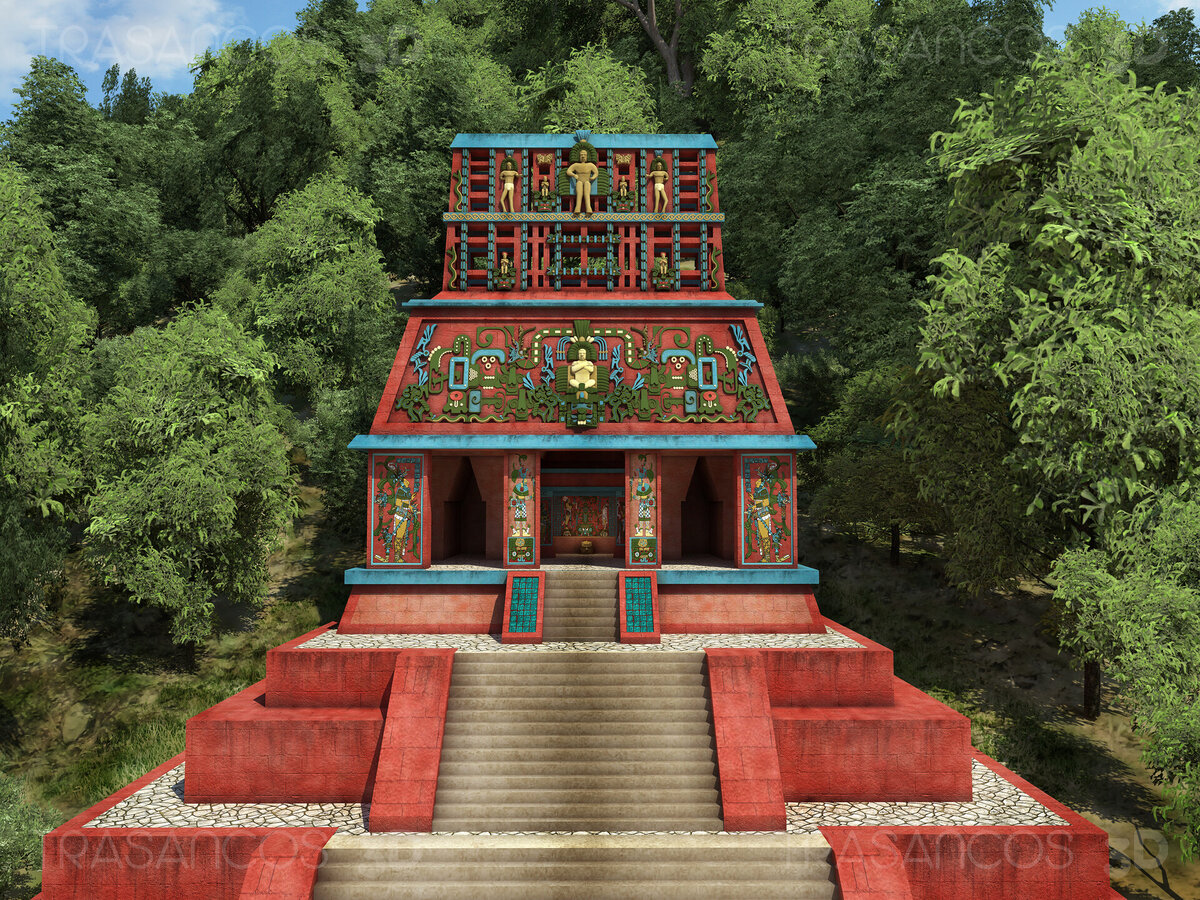 Иллюстрация в свободном доступе. Тикаль - компьютерная реконструкция.