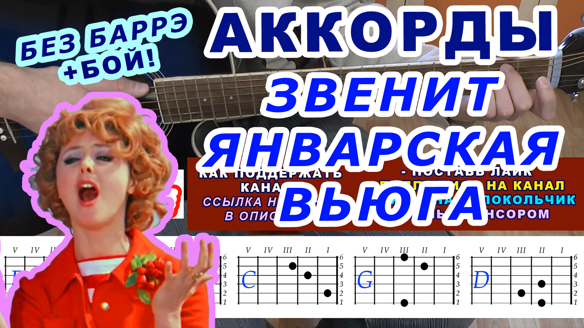 Звенит январская вьюга 🎸 Аккорды ♪ Разбор песни на гитаре ♫ Гитарный Бой  для начинающих