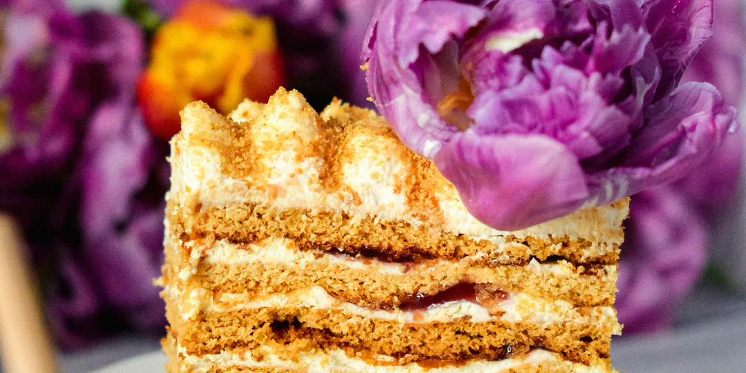 Карамельный Медовик с малиновым джемом: лучший рецепт медово-карамельного торта