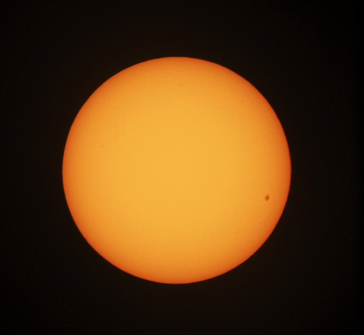  Активный регион 12835 справа на солнечном диске, фото автора через телескоп диаметром гл. зеркала 200 мм