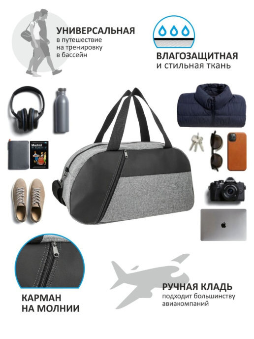 Bener / Сумка саквояж Мокки/для тренажерного зала/ Спортивная/ Дорожная/ Подарок/ручная кладь