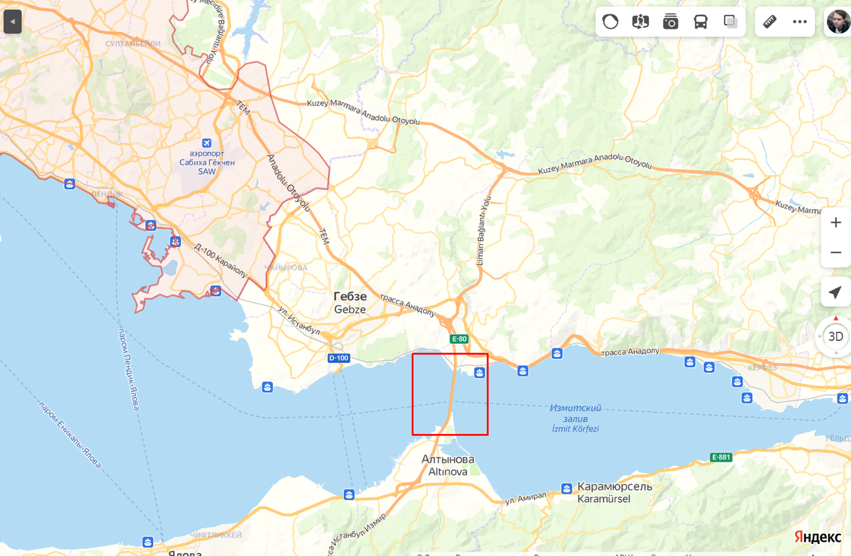 Мост Османгази на карте