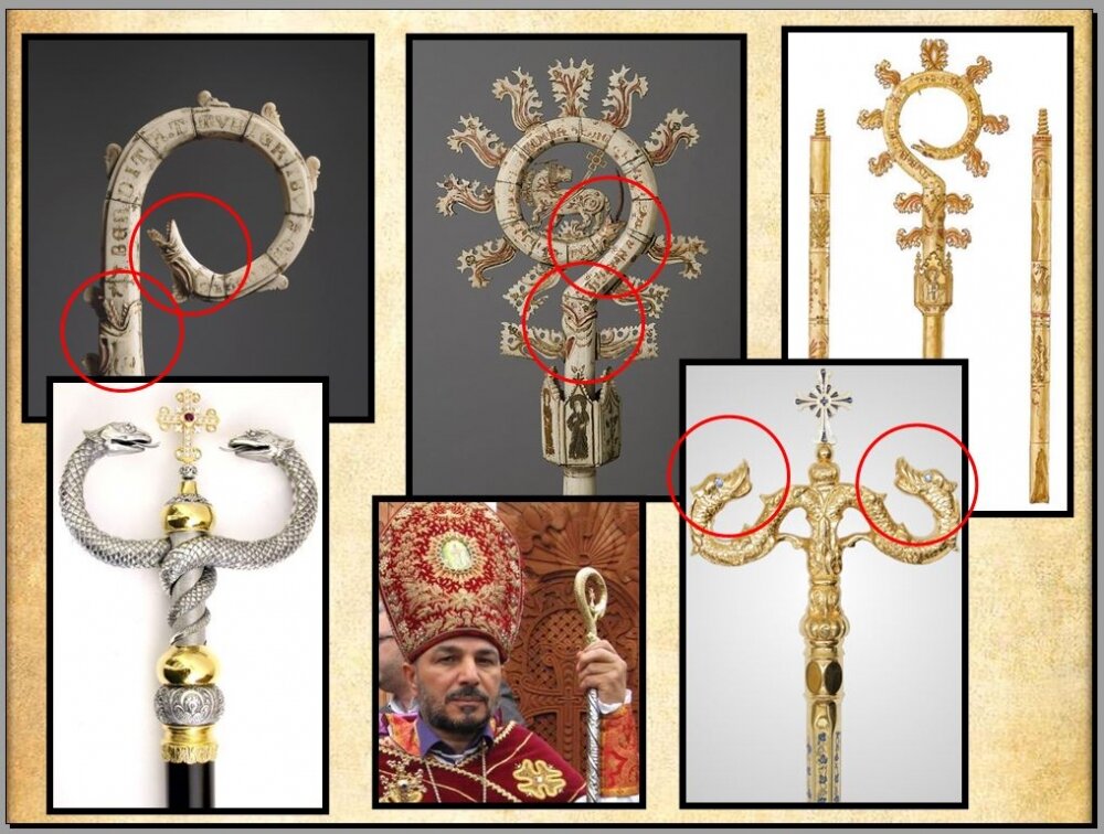 Vatikan jin chaqiruvchisi. Скипетр папы Римского со змеями.