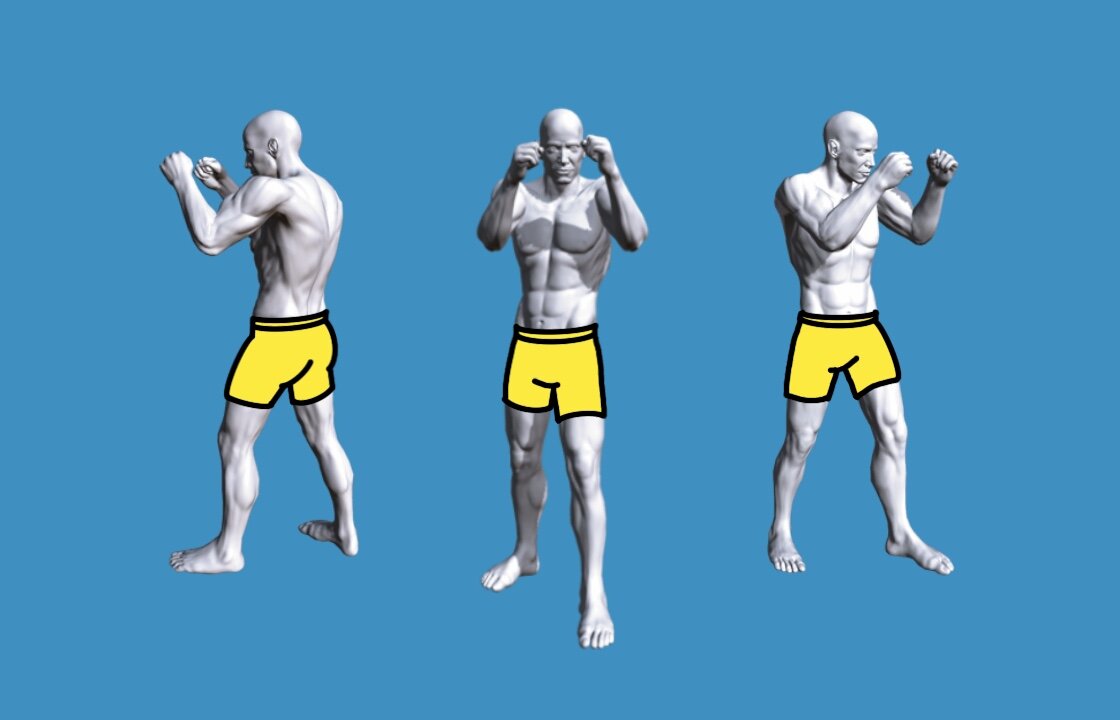 Схема боевой стойки в тайском боксе