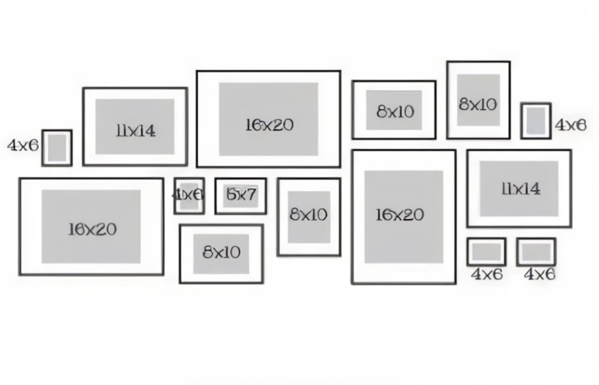 Расположение рамок на стене с размерами фото 9