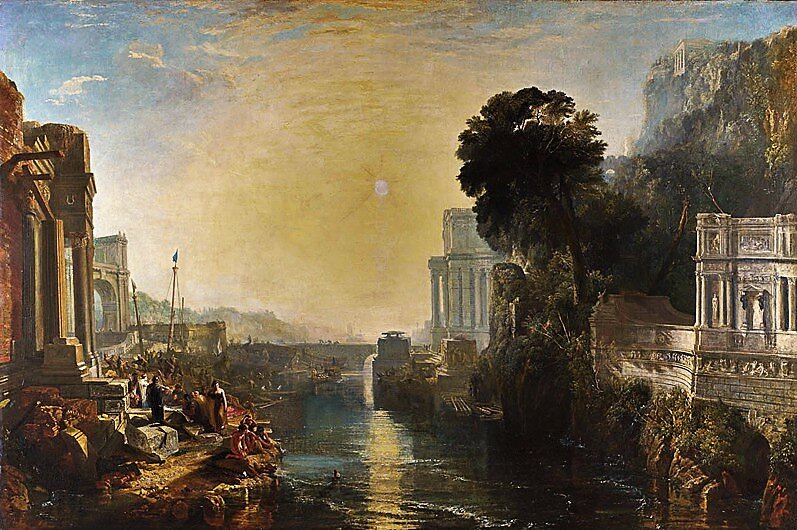 Джозеф Мэллорд Уильям Тернер, «Дидона строит Карфаген, или расцвет Карфагенской империи», 1815, холст, масло, 155,5 × 230 см, завещание Тернера, 1856, Национальная галерея, Лондон