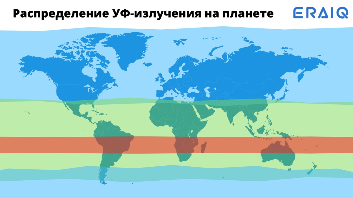 Карта распредления УФ-излучения на планете