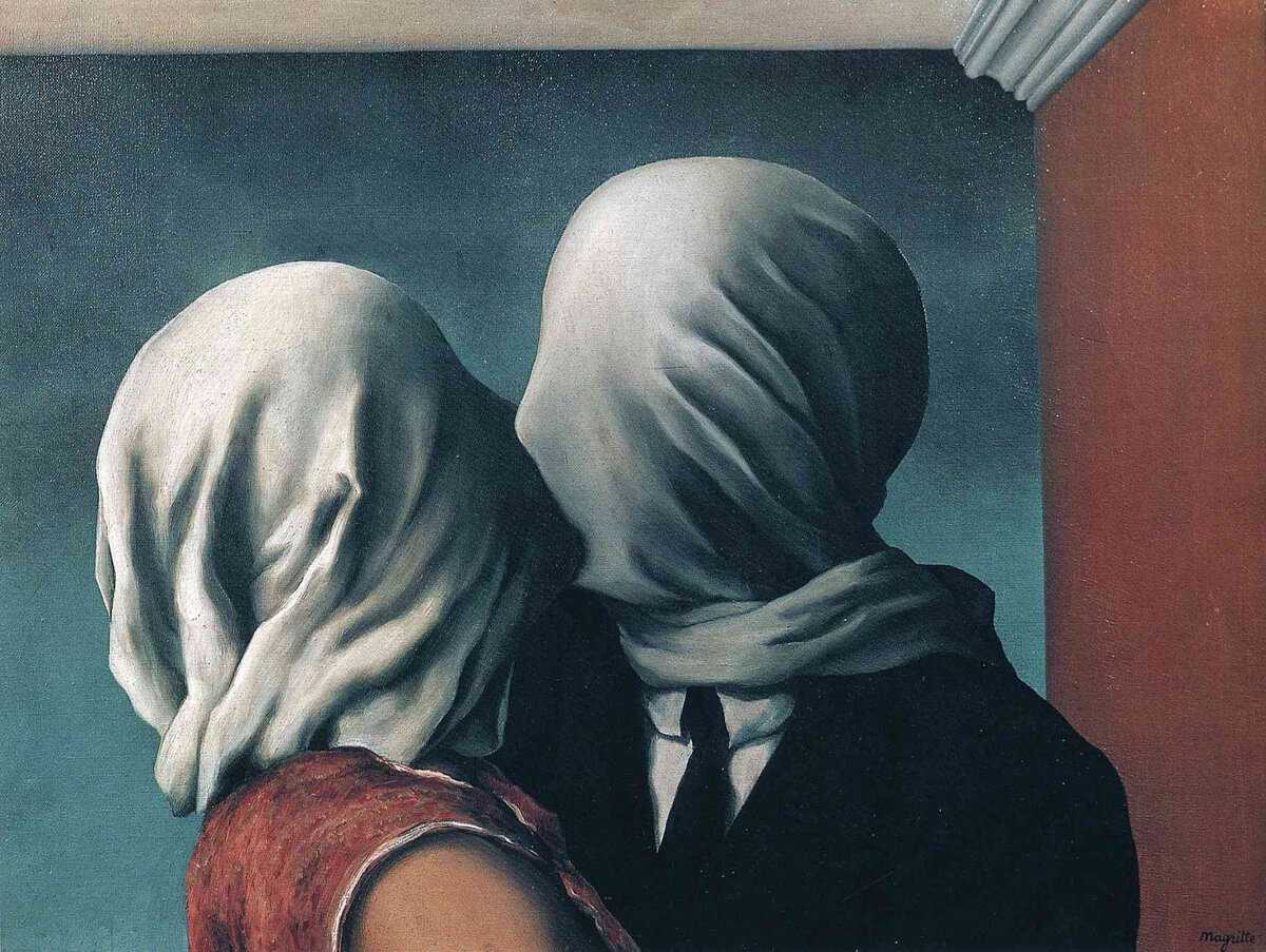 Рене Магритт "Влюблённые" (1928 г.) 