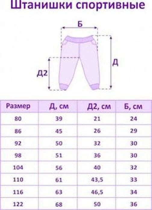 таблица размеров