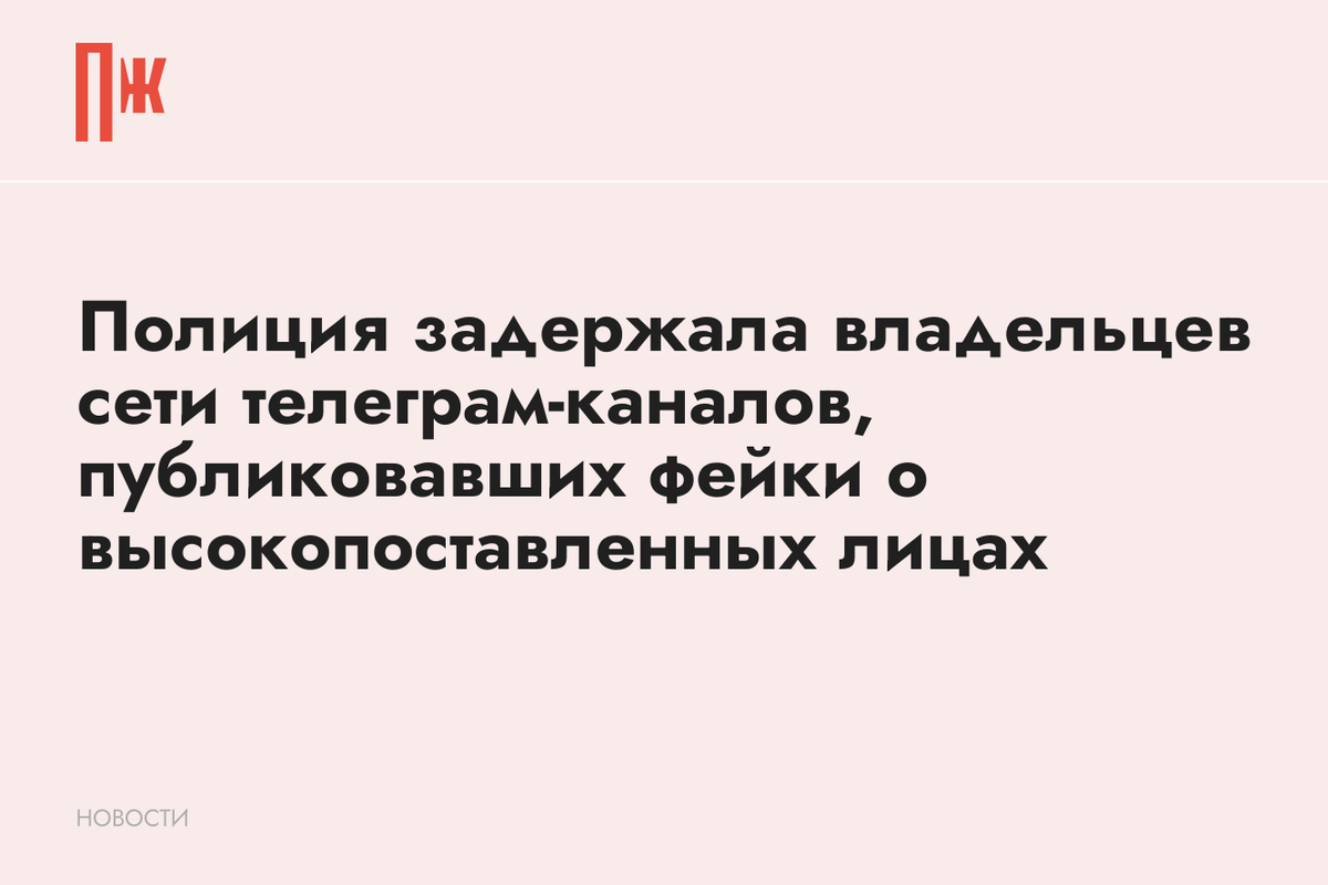     Полиция задержала владельцев сети телеграм-каналов, публиковавших фейки о высокопоставленных лицах