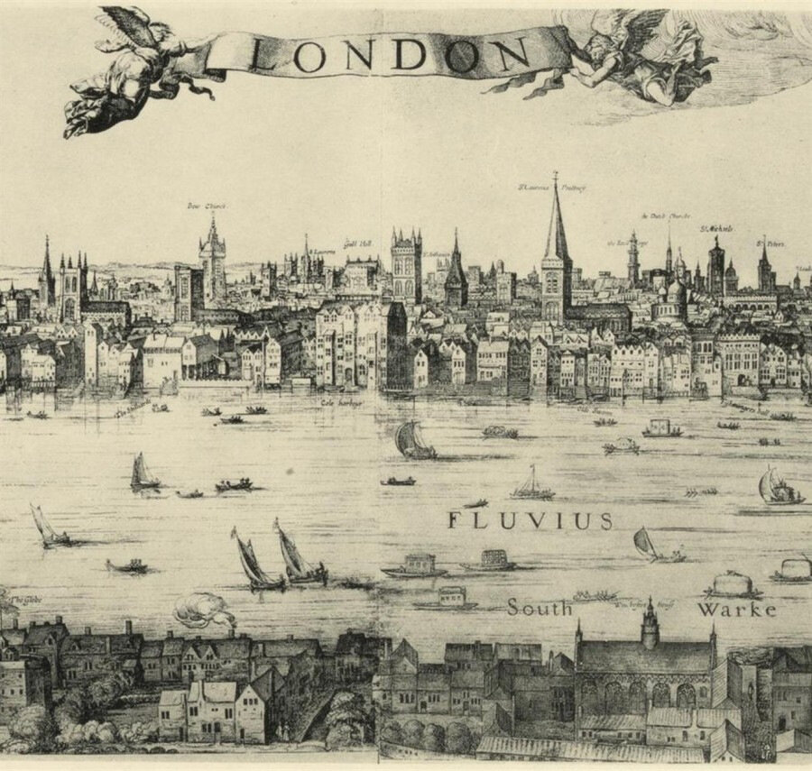 Вид Лондона, гравюра 1616 г.