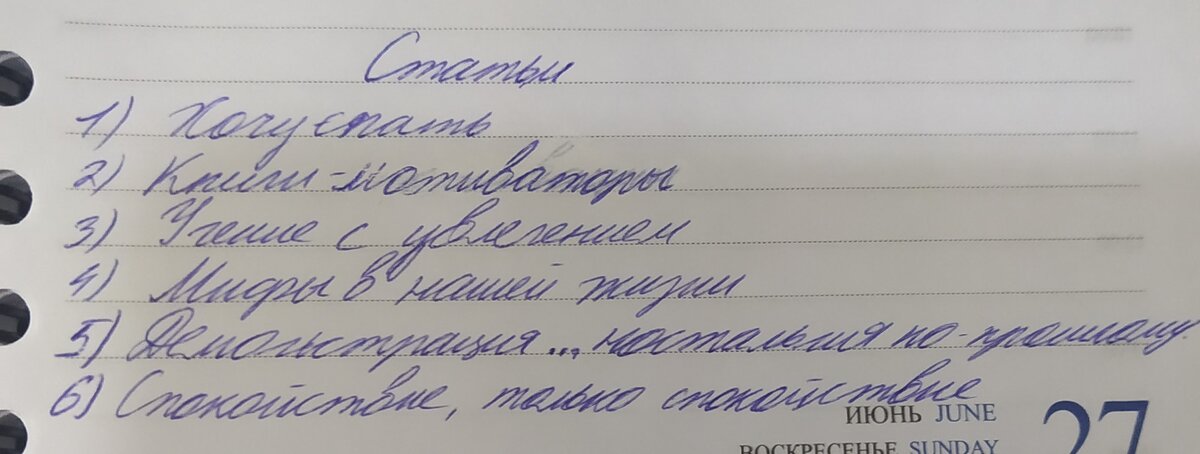 План статей