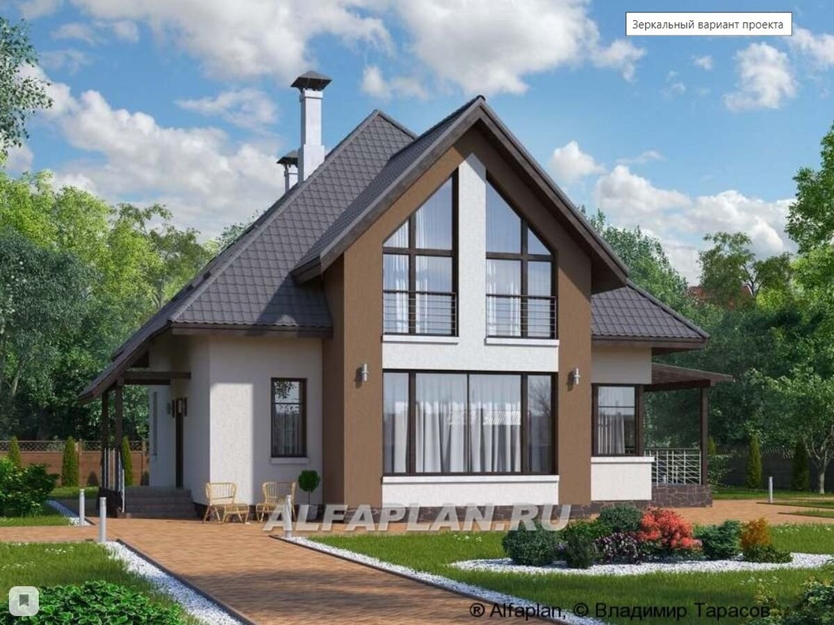 Проект загородного дома "Гемма" 598А, зеркальный вариант планировки дома