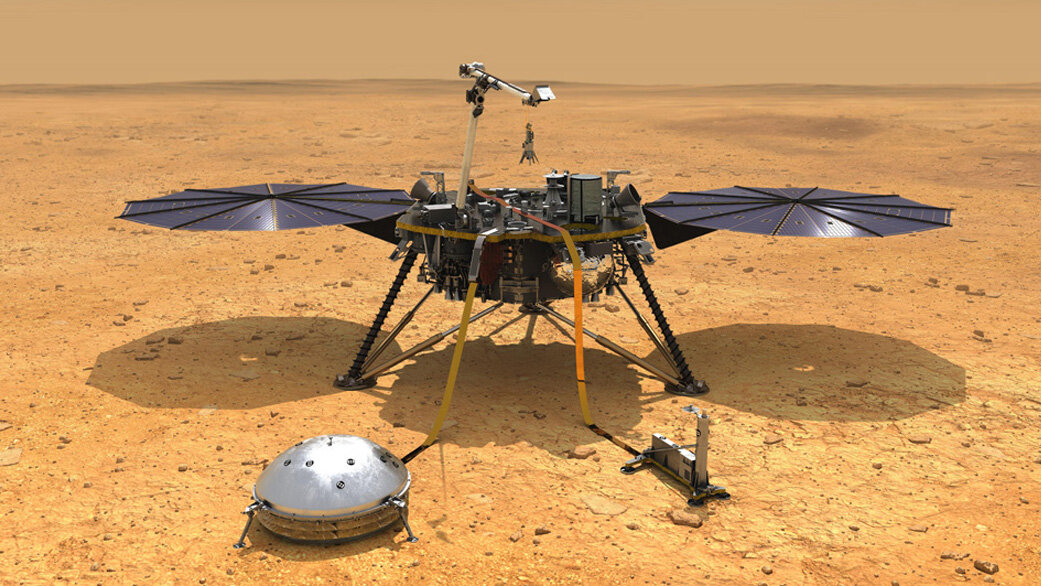 Cпускаемый аппарат InSight (НАСА). Фото: НАСА  / JPL-Caltech