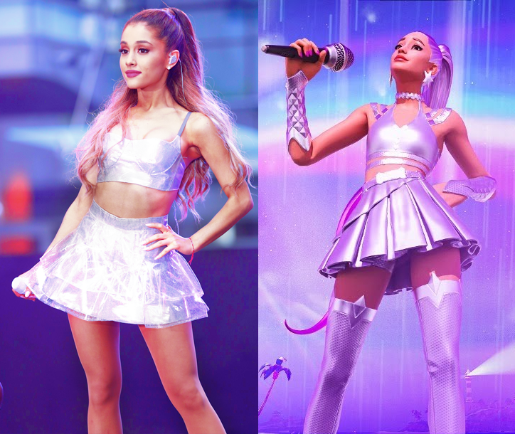 Ариана Гранде в жизни и в игре Fortnite