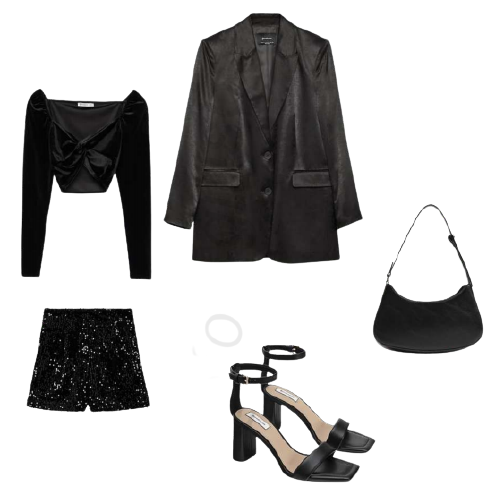 Топ, пиджак, босоножки- stradivarius, шорты-zara, сумка-mango