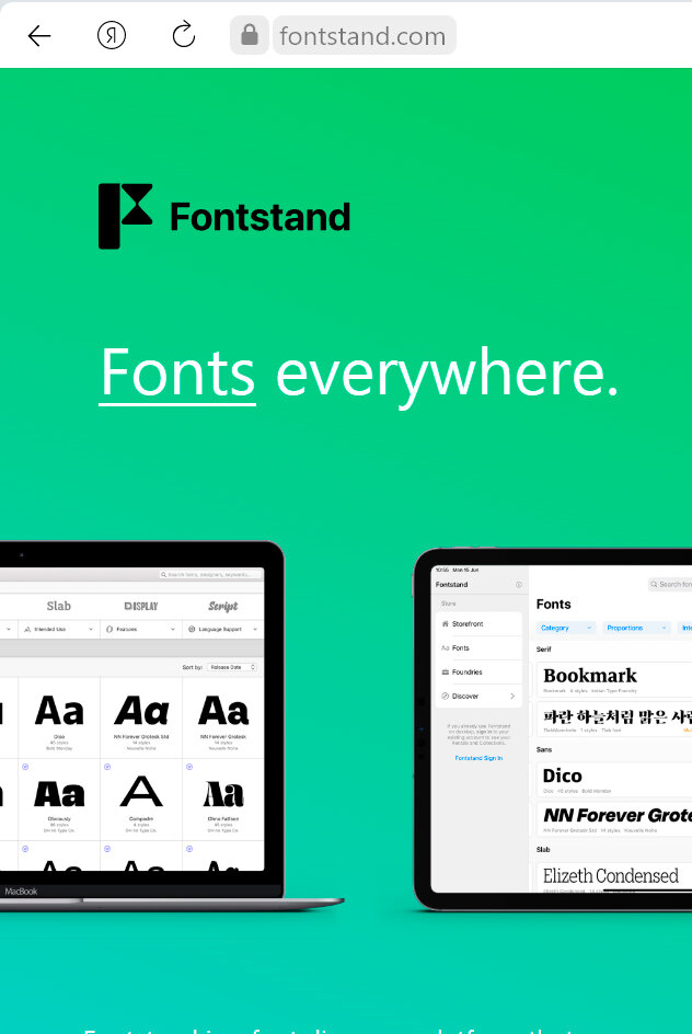 Приложение Fontstand, в котором можно бесплано взять шрифты в аренду на 3 часа