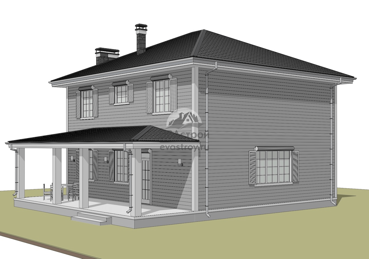 Проект двухэтажного дома 207 м2 с крыльцом и террасой | ЭВАстрой | Дзен