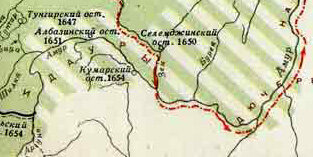 Расположение Кумарского острога на реке Кумары