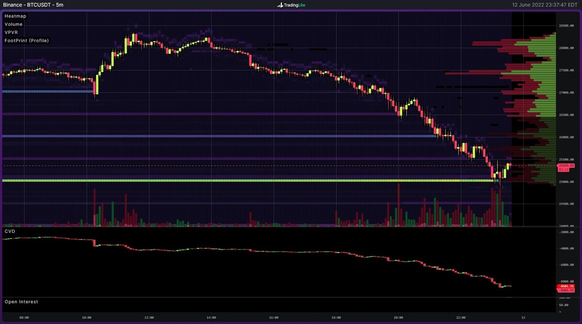 График данных книги заявок BTC/USD (Binance). Источник: Алекс Крюгер/ Twitter