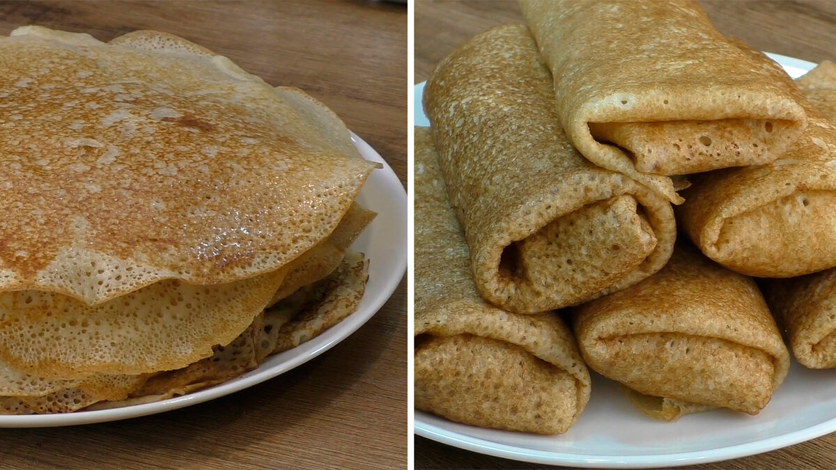 Блины на кефире с дырочками тонкие и очень вкусные