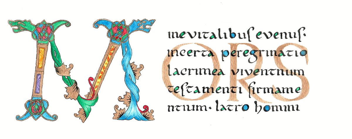 Mors - inevitalibus evenus, incerta peregrinatio, lacrimea viventum, testamenti firmamentium, latro homini
 Смерть - неизбежный исход, неизвестный путь, живущих рыдание, завещаний исполнение, хищник человеков. 