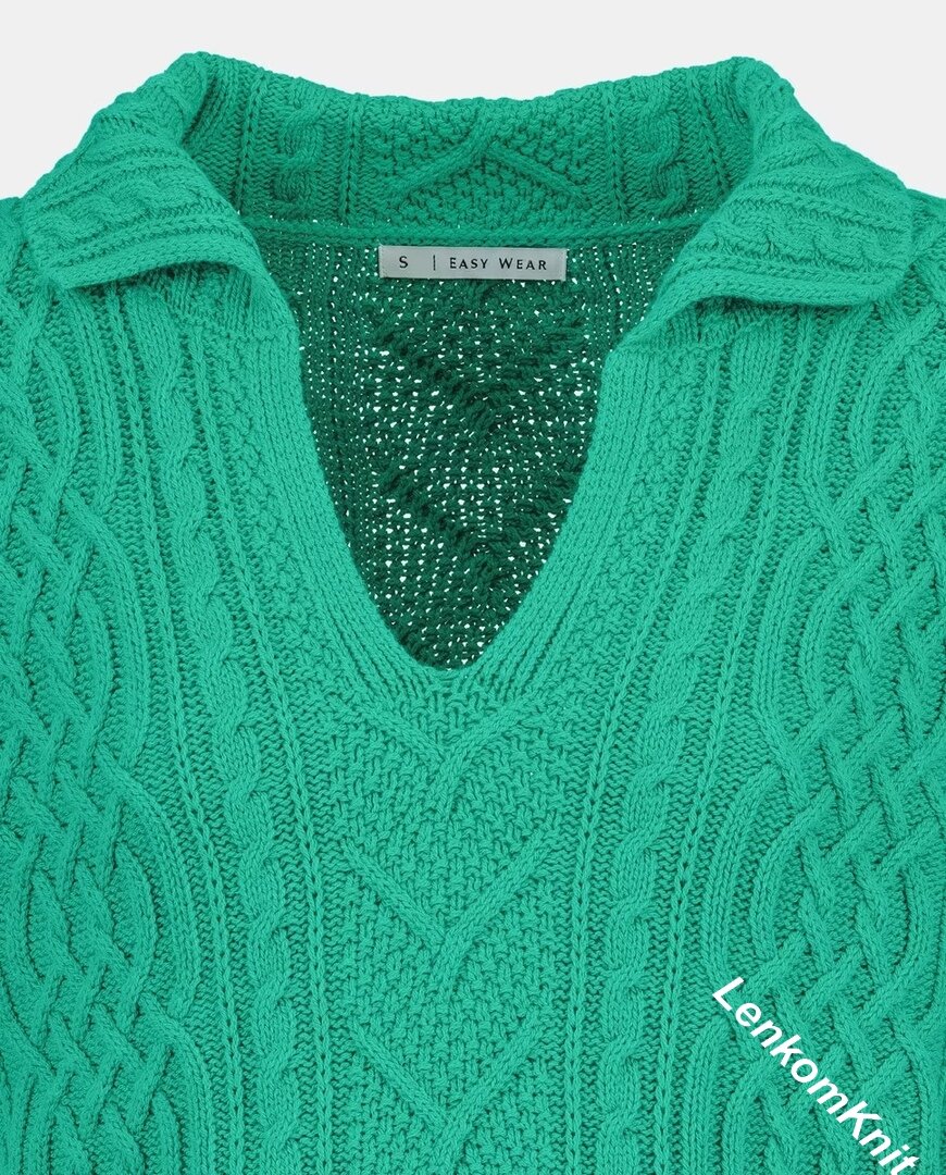  Узорчатый пуловер спицами