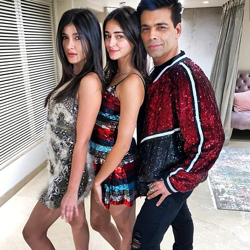 Шаная с Ананьей Пандей и Караном Джохаром. Трио "Блестящие":)