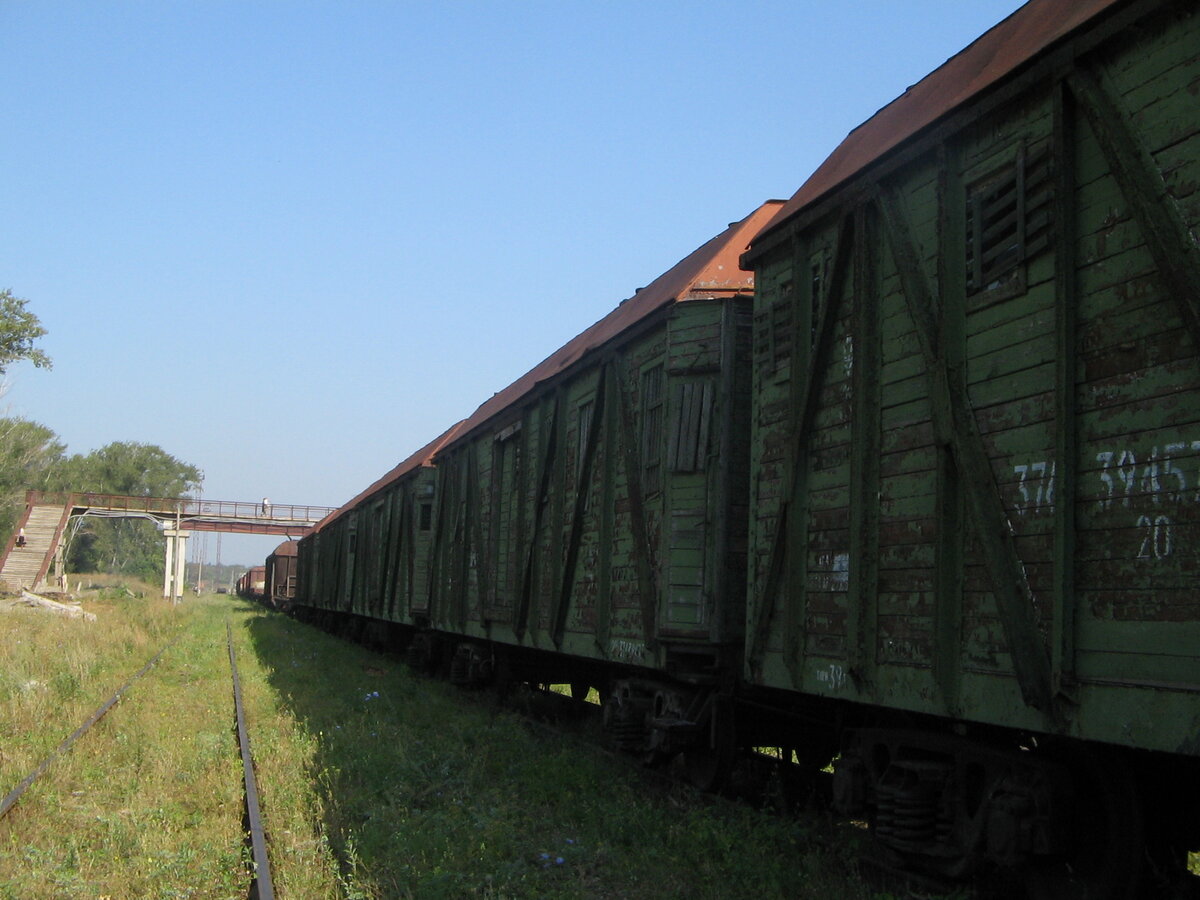 Отставленные грузовые вагоны на ст. Узловая, 2007 год